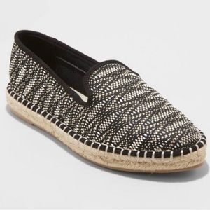 Universal Thread Carly Black Woven Espadrille Flats Women's Shoes 10